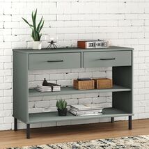 Console Cabinet Grey Solid pine wood, Metal Medium Cabinet - $231.23 CAD