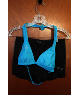 Malibu Blue &amp; Black Bikini Swimsuit w/ Dragonfly Detail - Size Juniors M... - $9.99