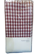 Home Trends 20 x 20 Fabric Napkins Red &amp; White Checkered Shorewood 4 Pack - $12.86