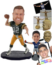 Personalized Bobblehead Strong Male Football Player Throwing The Ball To His Tea - £67.93 GBP