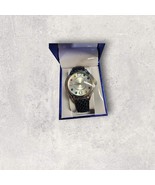 Womans Watch Navy Blue Band Silver Tone Buckle Round Face Colorful Stone... - $380.18 MXN