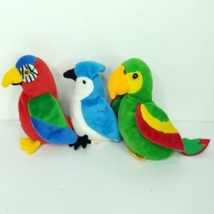 Ty Beanie Baby Jabber The Plush Parrot Rocket Tropical Green Bird Lot Of 3 - $24.74