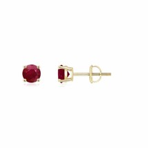 Angara Natural 3mm Ruby Classic Earrings in 14K Yellow Gold for Women - £280.32 GBP