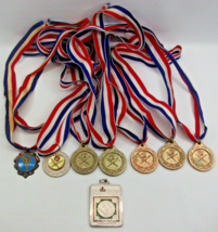 Sports Winner Award Medals 1985-1994 Ribbon Lanyard Baseball Discolored Lot - $14.78