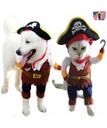 Funny Pet Cosplay Clothes Pirate Costume Dog Puppy Cat Suit w/ Hook Hall... - £9.74 GBP+