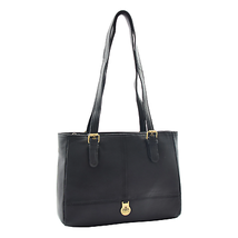 DR462 Women&#39;s Real Leather Twin Handle Shoulder Bag Black - £58.60 GBP