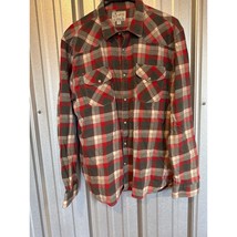 Lucky Brand Reddish Gray Plaid Flannel Snap Long Sleeve Shirt Mens Size XL - $409.56 MXN