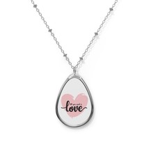 All You Need Is LOVE Pink Heart ~ Oval Pendant Necklace 20&quot; Silver Chain... - $24.18