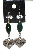 Mothers Day gift - Beaded green/blue Multicolor Agate earrings with MOTHER dangl - £9.55 GBP