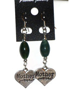 Mothers Day gift - Beaded green/blue Multicolor Agate earrings with MOTH... - £9.53 GBP