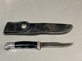 Vintage BUCK Knives 102 Inverted 2 Line 1967-72 Knife &amp; Sheath 4 Brown S... - $96.66