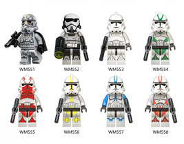 8pcs/set Star Wars Phase 4 Clone Troopers Minifigure Building Block Toy for Kids - £15.27 GBP