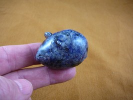 (Y-MOU-701) plump little blue gray Roly Poly house Mouse Mice gemstone figurine - £18.66 GBP