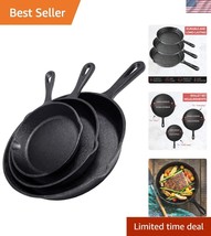 3-Piece Professional Quality Cast Iron Skillet Set - Ready to Use and No... - $55.50