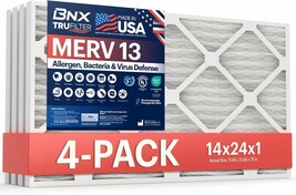 Bnx Trufilter 14X24X1 Air Filter Merv 13 (4-Pack) - Made In Usa, Mpr 190... - $61.98