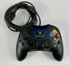 RARE Original Xbox S-Type OEM Black &amp; Blue Wired Controller w/ Breakaway Cable ! - £15.65 GBP