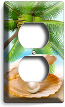 SEE SHELL PEARL PALM BEACH DUPLEX POWER OUTLET WALL PLATE COVER HOME ROO... - $8.99