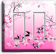 Japanese Pink Sakura Cherry Flowers Blossom Double Gfci Light Switch Plate Cover - £8.91 GBP