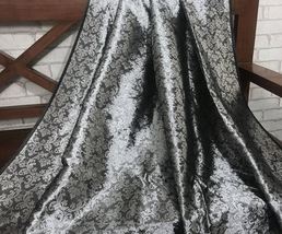 Banarasi Brocade Fabric in Gray Silver Color Damask Fabric Historic Fabric -NF25 - £5.11 GBP+
