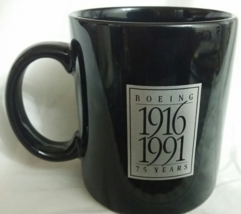 BOEING 75 Years 1916-1991 Black Coffee Mug Japan, New - £23.49 GBP