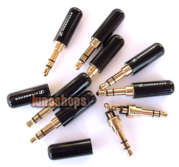 Black Sennheiser 3.5mm Stereo 24k Gold Audio Plug soldering Adapter for ... - $1.50