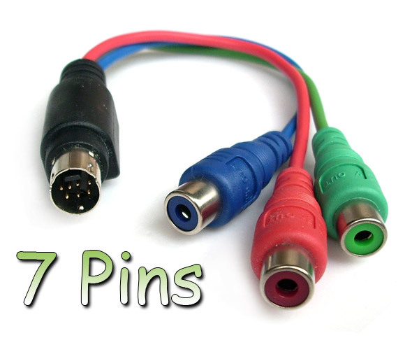 7 Pin S-Video Male To 3 RCA Female TV AV Cable Adapter - $1.50