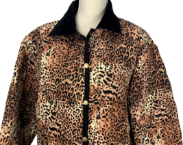 Animal Print Leopard Print La Chief Jacket Coat Size Medium Button Down - £23.11 GBP