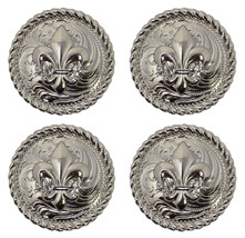 Concho Set of 4 Conchos Western Saddle Tack Fleur De Lis Engraved 401522 - $21.77
