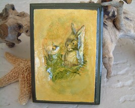 Vintage Rabbit Bumble Bee 3D Raised Relief Decoupage Puff Picture Wood - $19.95