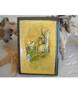 Vintage Rabbit Bumble Bee 3D Raised Relief Decoupage Puff Picture Wood - £15.99 GBP