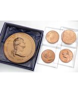 Lot of 5 Bronze US Medals Washington American Fighter Aces Presidential - $109.50