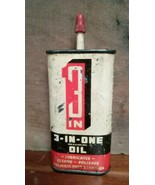 Vintage 3-in-One Household Oil Tin 1/2 - 3/4  3 oz. Can Used - $19.75