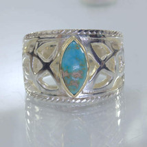 American Turquoise Handmade Silver 18K Gold Infinity Ring size 10.75 Design 525 - £148.71 GBP
