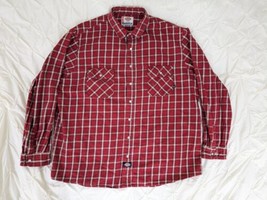 Dickies Men&#39;s Pearl Snap Flannel Western Shirt Red Plaid Size 3XLT 3XL T... - £19.06 GBP