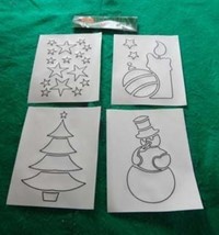 Reusable sticky Stencils for Spray Snow - Christmas Scenes - Holiday 4 p... - £23.46 GBP