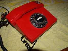 VINTAGE  ROTARY DIAL PHONE TA-900  RED  MADE IN SOVIET BULGARIA 1989 - £19.43 GBP