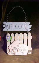 Bunny Rabbit Welcome Sign Country Chic Whimsical Wire Letters Bunny Faces Left - £8.01 GBP