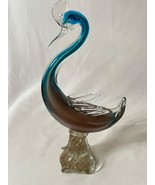 Vintage Murano Venetian Art Glass Bird Iridescent Teal Cased Glass 13.5&quot;... - $60.41 CAD