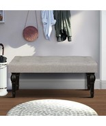 French Upholstered Ottoman Bench | Roman Column Feet Bedside - $97.04 CAD