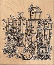 P3314 Birdhouses and Fence Rubber Stamp - $10.00