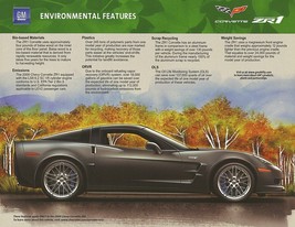 2009 Chevrolet CORVETTE ZR1 Environmental Features sales brochure sheet Chevy - £6.32 GBP