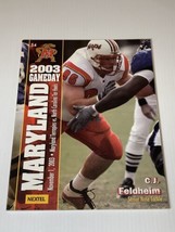 MARYLAND VS NORTH CAROLINA FOOTBALL GAMEDAY PROGRAM Nov 1 2003 C.J. Feld... - £14.93 GBP