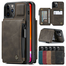 Luxury Leather Zipper Purse Stand Case Cover For iPhone 12/11 Pro/XS Max/X/7 8+ - £45.85 GBP