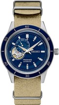 SEIKO SSA453 Presage Style60s Men&#39;s Automatic Watch (Blue/Tan Suede) - £497.28 GBP