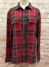 Old Navy Mens M Regular Fit Red Plaid Brushed Flannel Shirt Built in Fle... - $21.60