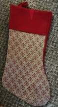 Christmas Stocking Red Gold Sparkly Diamond Pattern 16 Inches Felt - $5.81