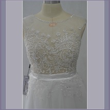 Flowing Sheer Backless Leg Slits & Beaded Chiffon Designer Style Wedding Dress image 5