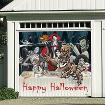 My Door Decor 285903HALL-004 7 x 8 ft. Draculas Halloween Dinner Door Mural Sign - £109.30 GBP