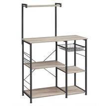 Baker&#39;S Rack, Microwave Stand With Wire Basket, 6 Hooks, And Shelves, Fo... - $129.19