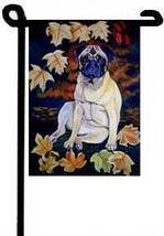 Pug (Fawn Pug-Fall) - 11&quot;x15&quot; 2-Sided Garden Banner - £14.80 GBP